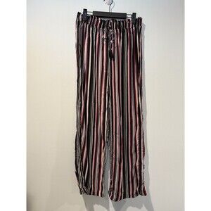 Shosho Striped Pants Women Large Lightweight Wide Leg ElasticWaist Travel Lounge